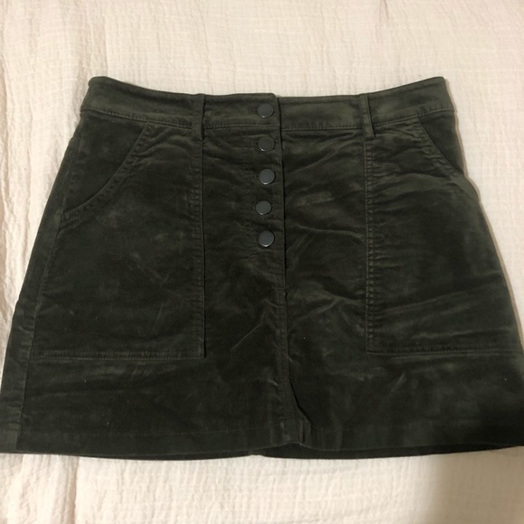 Army Green Suede Skirt - Picture 1 of 3